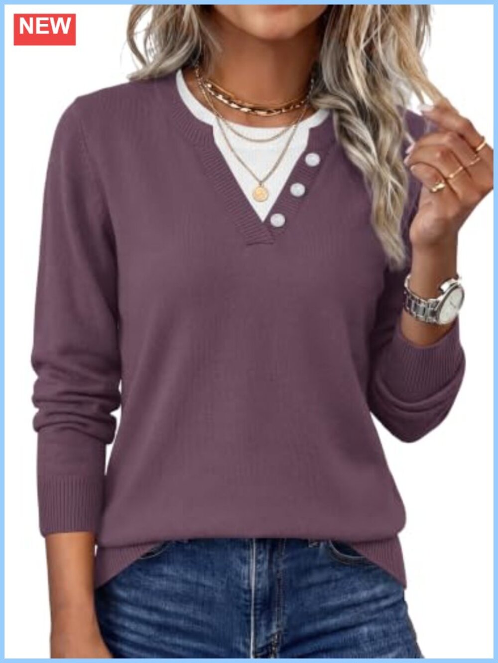 Lightweight Knit Pullover Sweater for Women Long Sleeve Crew Neck